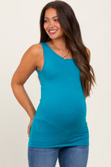 Teal Basic Seamless Maternity Tank
