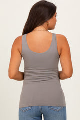 Taupe Sleeveless Fitted Maternity Tank Top