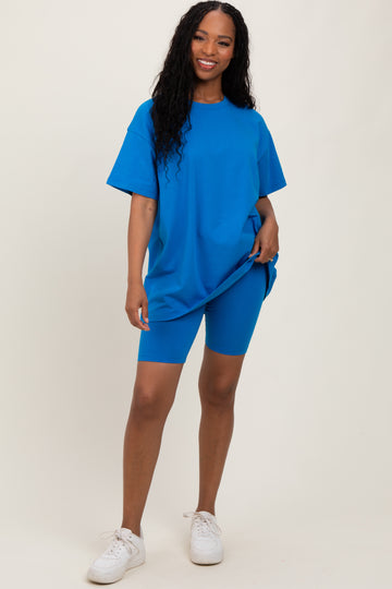 Aqua Biker Shorts Set