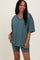 Light Olive Oversized V-Neck Biker Short Set