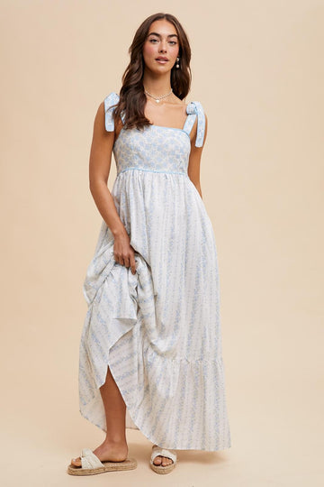 Light Blue Floral Cotton Dress