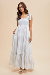 Light Blue Floral Cotton Dress