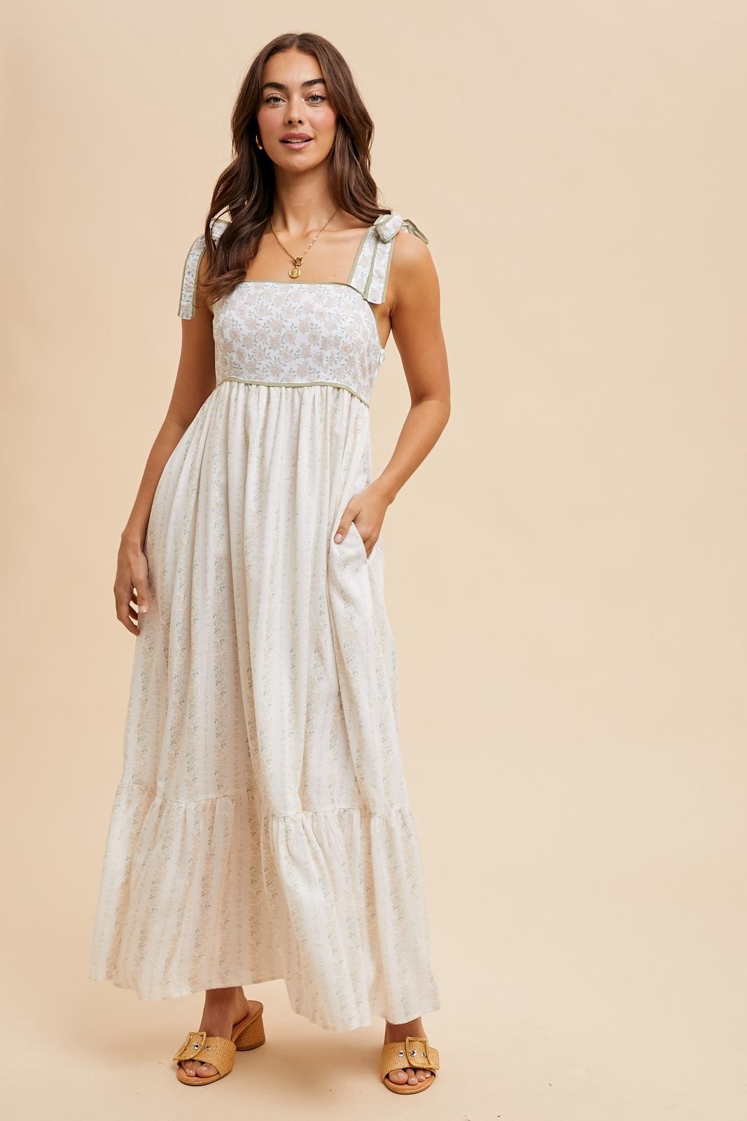 Peach Floral Cotton Maternity Dress