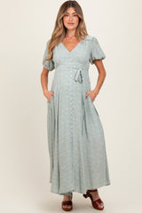 Sage Floral Button Down Maternity Dress