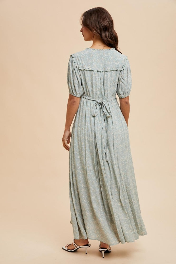 Sage Floral Button Down Maternity Dress