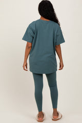 Light Olive Oversized Crewneck Short Sleeve and Legging Set