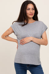Heather Grey Crew Neck Maternity Muscle Tee