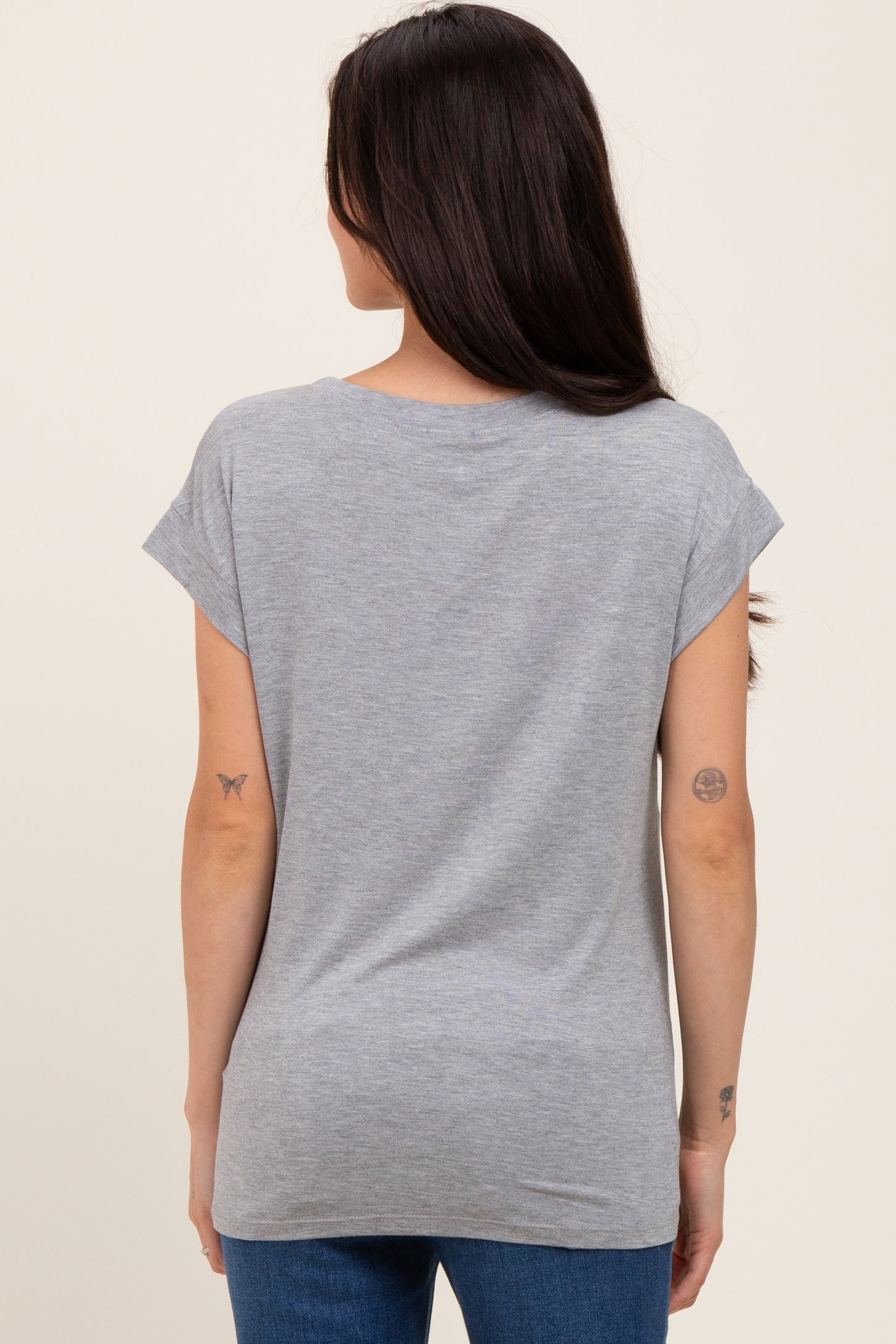 Heather Grey Crew Neck Maternity Muscle Tee