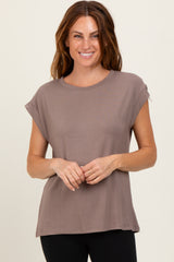 Taupe Crew Neck Maternity Muscle Tee