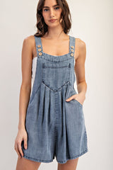 Blue Chambray Shortall Romper