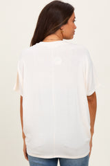 Cream V-Neck Crepe Knit Maternity Top