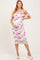 Fuchsia Floral Off Shoulder Ruched Mesh Maternity Midi Dress