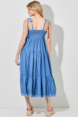 Denim Tiered Midi Dress