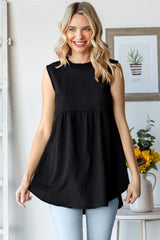 Black Ruffle Mock Neck Maternity Sleeveless Blouse