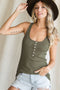 Olive Button Front Tank Top
