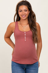 Light Rust Button Front Maternity Tank Top