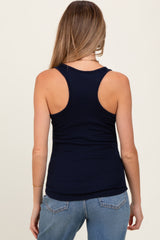 Navy Button Front Maternity Tank Top