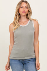 Light Olive Solid Ribbed Maternity Tank Top