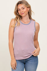 Mauve Solid Ribbed Maternity Tank Top