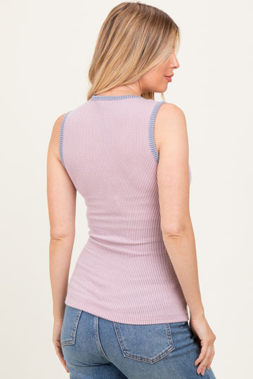Mauve Solid Ribbed Maternity Tank Top