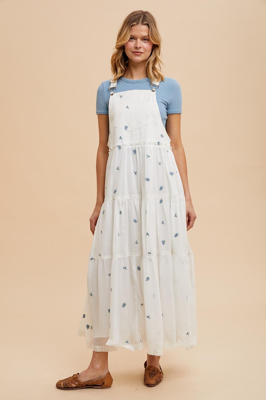 White Embroidered Floral Maternity Skirtall