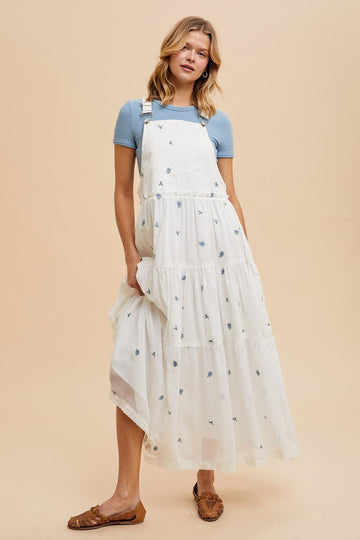 White Embroidered Floral Skirtall