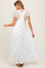 White Embroidered Floral Maternity Skirtall