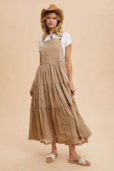 Light Taupe Embroidered Floral Maternity Skirtall