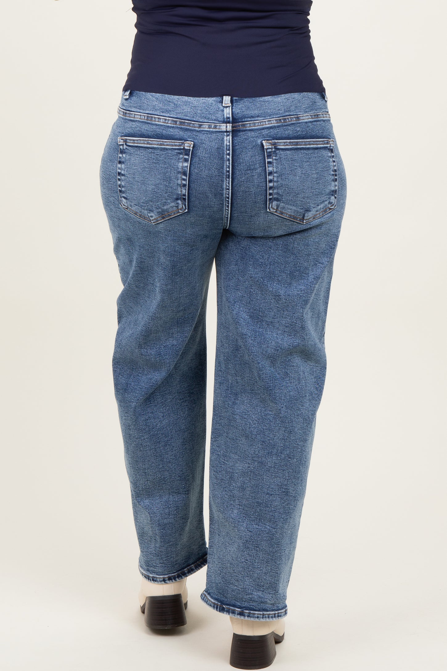 Blue Slim Ankle Barrel Leg Maternity Plus Jeans
