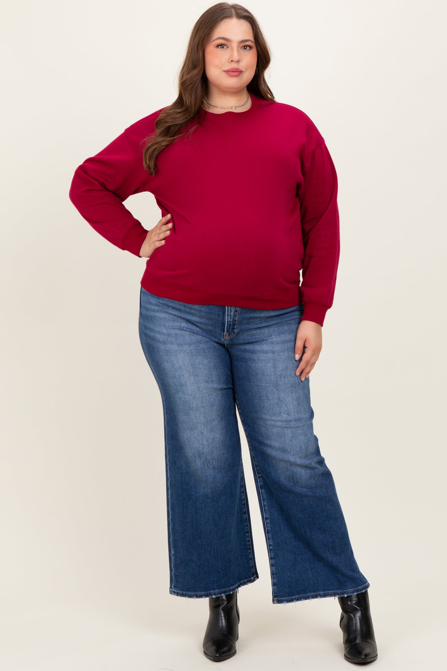 Navy Cropped Wide Leg Maternity Plus Jeans