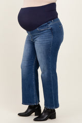 Navy Cropped Wide Leg Maternity Plus Jeans