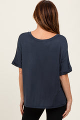 Charcoal Oversized V-Neck Front Pocket T-Shirt