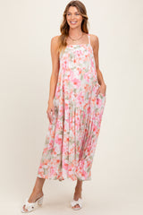 Olive/Fuchsia Tropical Floral Tiered Maternity Maxi Dress