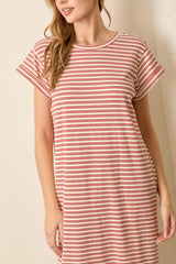 Red Striped Midi T-Shirt Dress