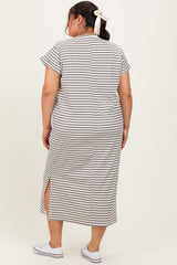 Black Striped Plus Midi T-Shirt Dress
