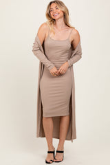 Cream Ribbed Cardigan 2 Piece Maternity Set