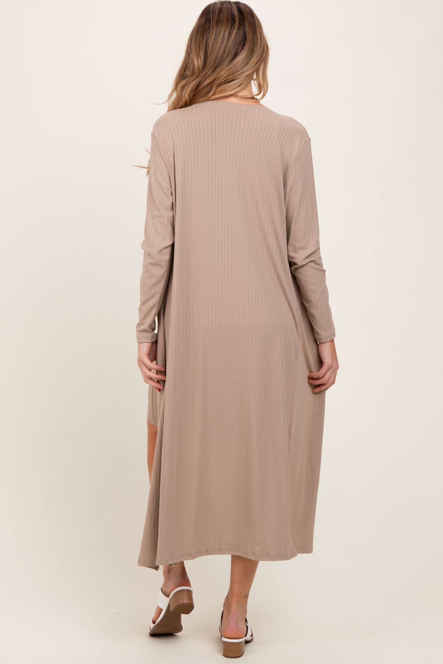 Cream Ribbed Cardigan 2 Piece Maternity Set