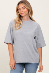 Heather Grey Crew Neck Oversized Maternity Tee