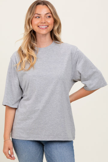 Heather Grey Crew Neck Oversized Tee