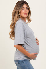Heather Grey Crew Neck Oversized Maternity Tee