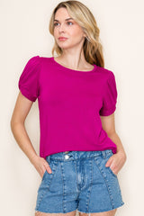 Magenta Twisted Short Sleeve Top