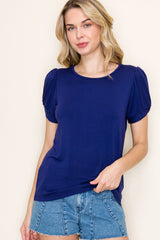 Navy Twisted Short Sleeve Top