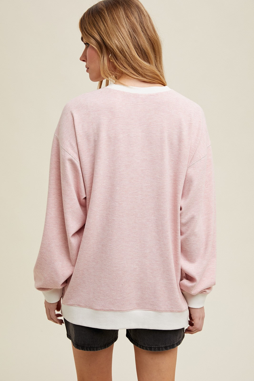 Light Pink Striped Pullover Top