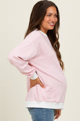 Light Pink Striped Maternity Pullover Top
