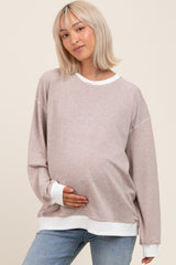 Mocha Striped Maternity Pullover Top