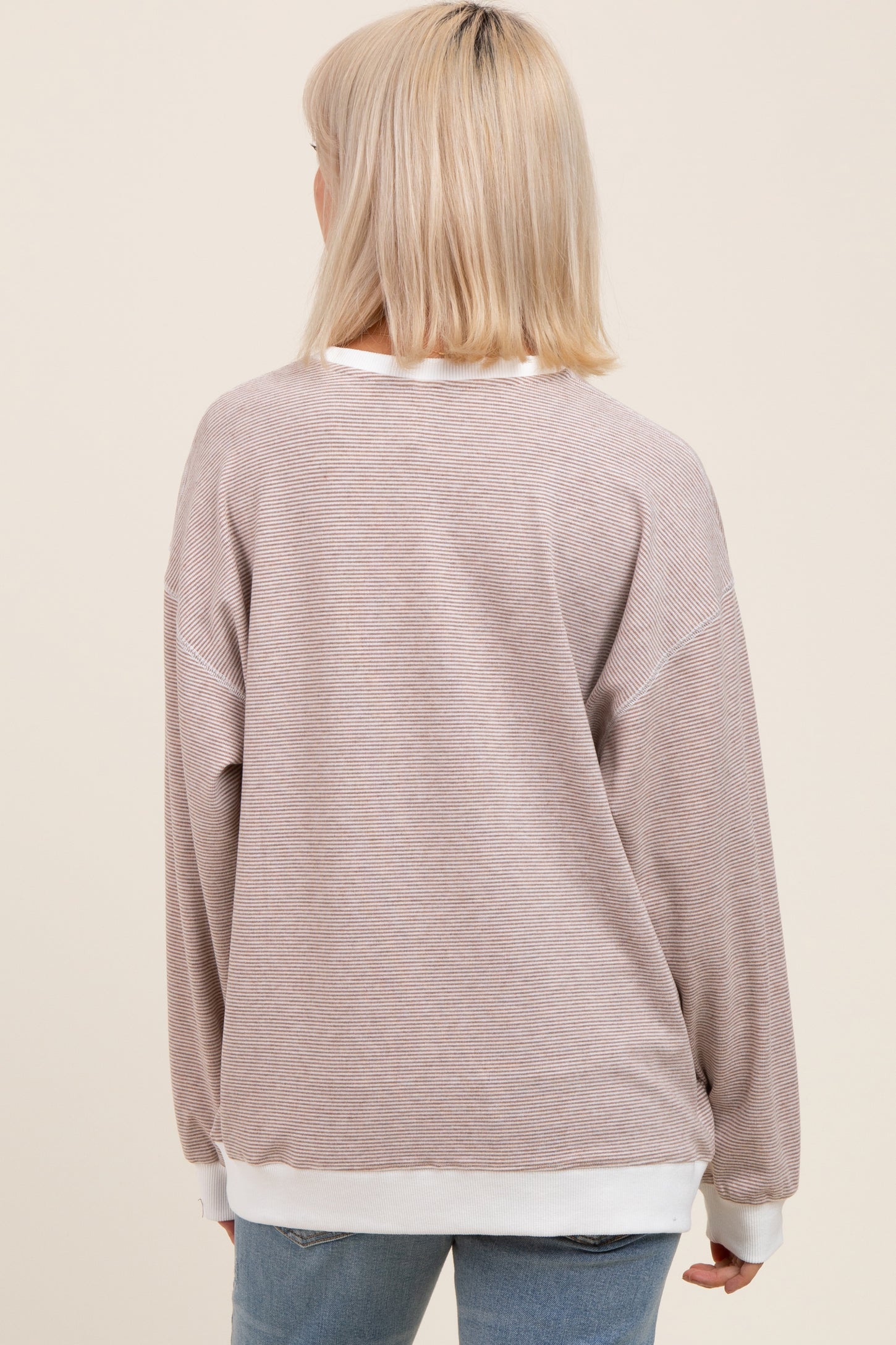 Mocha Striped Maternity Pullover Top