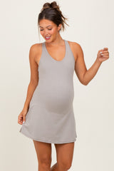 Light Taupe Tennis Racerback Maternity Romper Dress
