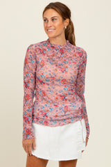 Mauve Floral Lace Long Sleeve Top