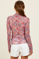 Mauve Floral Lace Long Sleeve Top