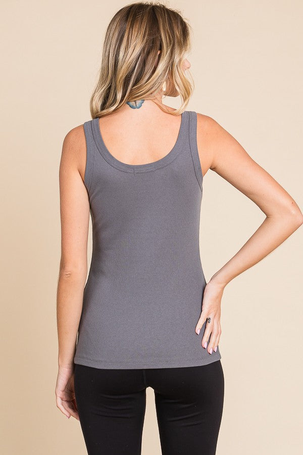 Charcoal Ribbed Basic Tank